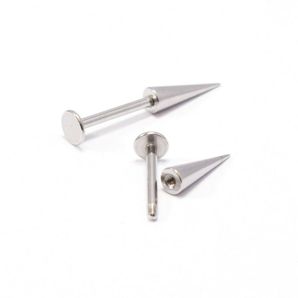 Surgical Steel Pair 10mm Details about   Cone Monroe Lip Stud labret Spike Piercing 14g 3/8" 